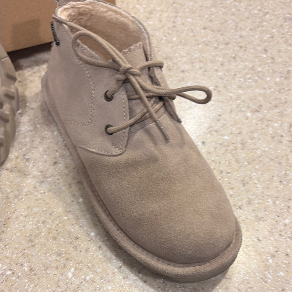BearPaw Tan Suede Boots with Lace-Up Designs - Picture 6 of 9